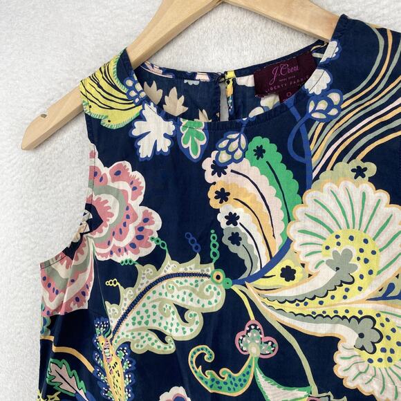 J.CREW LIBERTY PRINT Tank Top Womens 0 Sleeveless Tank Floral Paisley Shell Blue - Picture 2 of 10
